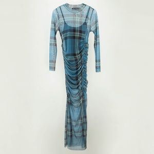 New Girl Order High Neck Dress Check Mesh